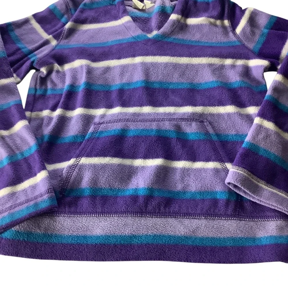 The Children's Place Girls Stripe Fleece Hoodie Pullover Purple Blue Size M 7 8